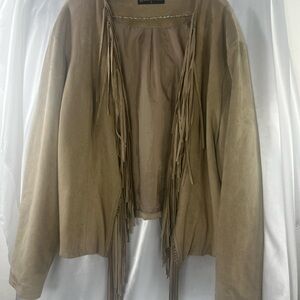 Chico's Beige Fringe Leather Jacket